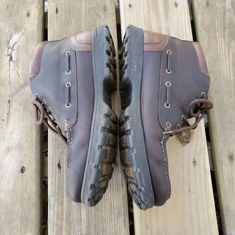 Vintage 90s Y2k Bass‎ Renegade Brown Leather Chunky Lug Boat Sailing Boots 10.5